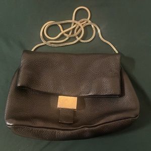 & Other Stories Fold Over Bag  Black Gold Chain Leather